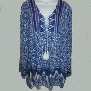 Chelsea & Violet cotton bohemian tunic tie tassels